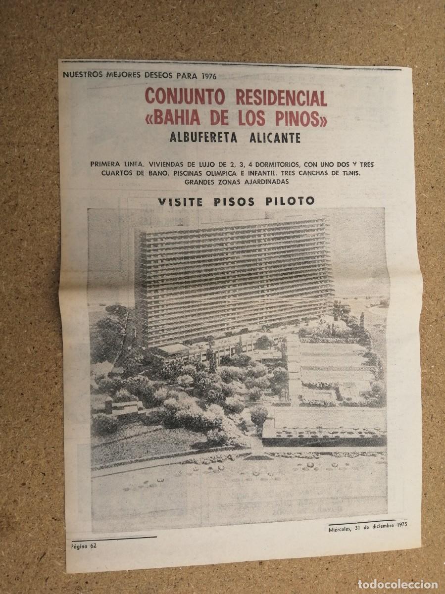 Otros art&iacute;culos de coleccionismo en papel: ANUNCIO. CONJUNTO RESIDENCIAL BAHIA DE LOS PINOS, ALBUFERETA (ALICANTE)