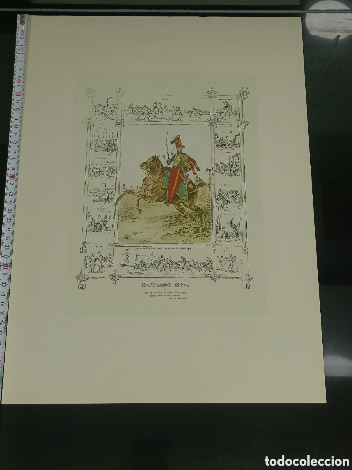 Otros art&iacute;culos de coleccionismo en papel: Reproducci&oacute;n litogr&aacute;fica sobre papel titulada &rdquo;HOUZARDS 1835&rdquo;
