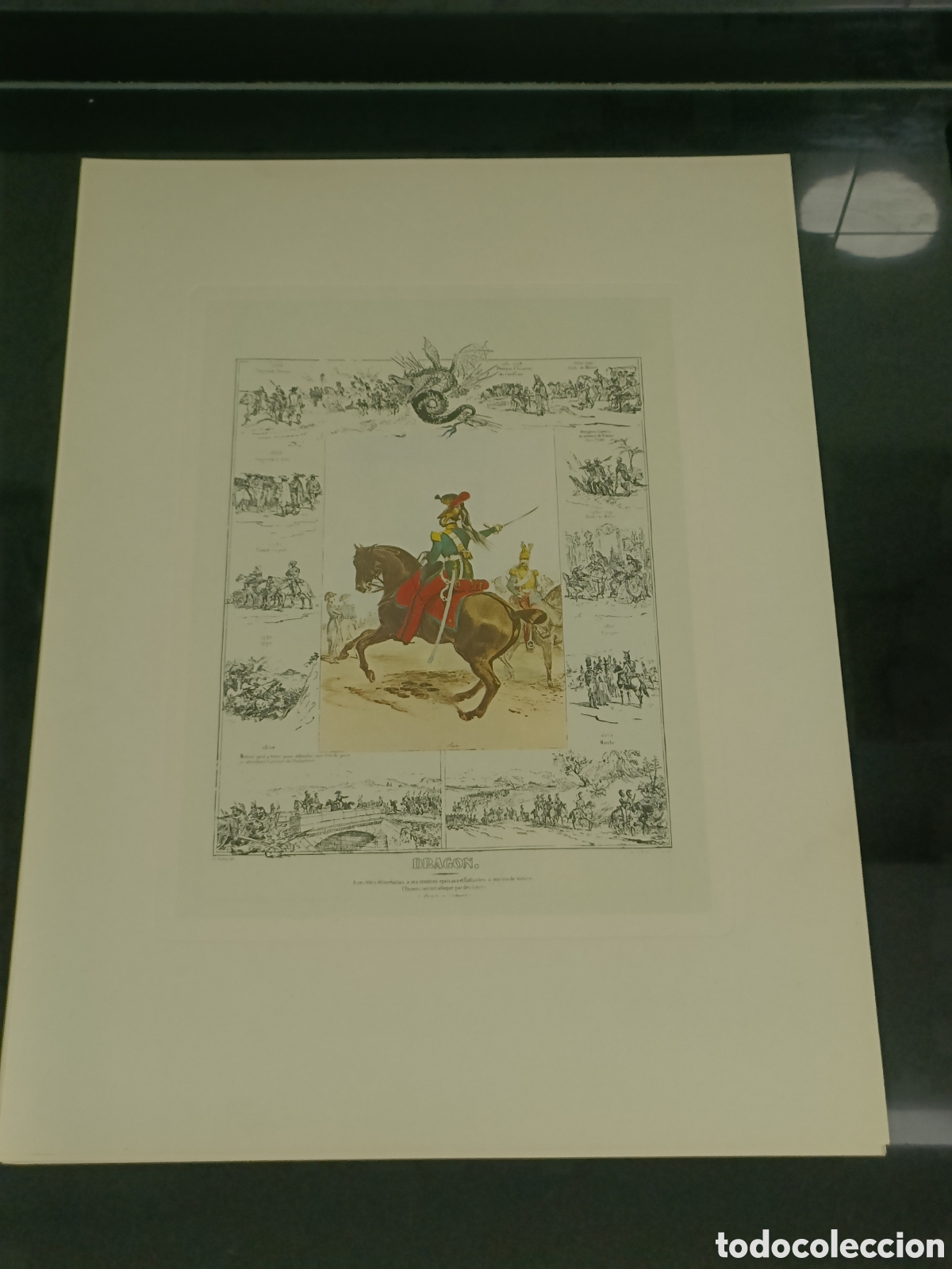 Otros art&iacute;culos de coleccionismo en papel: Reproducci&oacute;n litogr&aacute;fica antigua de un drag&oacute;n (caballer&iacute;a militar francesa) del siglo XIX