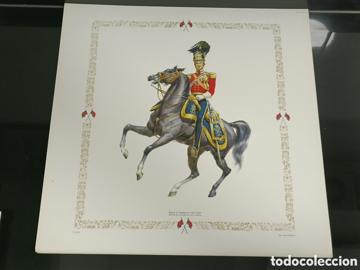 Otros art&iacute;culos de coleccionismo en papel: Vintage litograf&iacute;a Reino de Inglaterra (1835-1840) - Oficial de los Lanceros de la Reina&rdquo;.