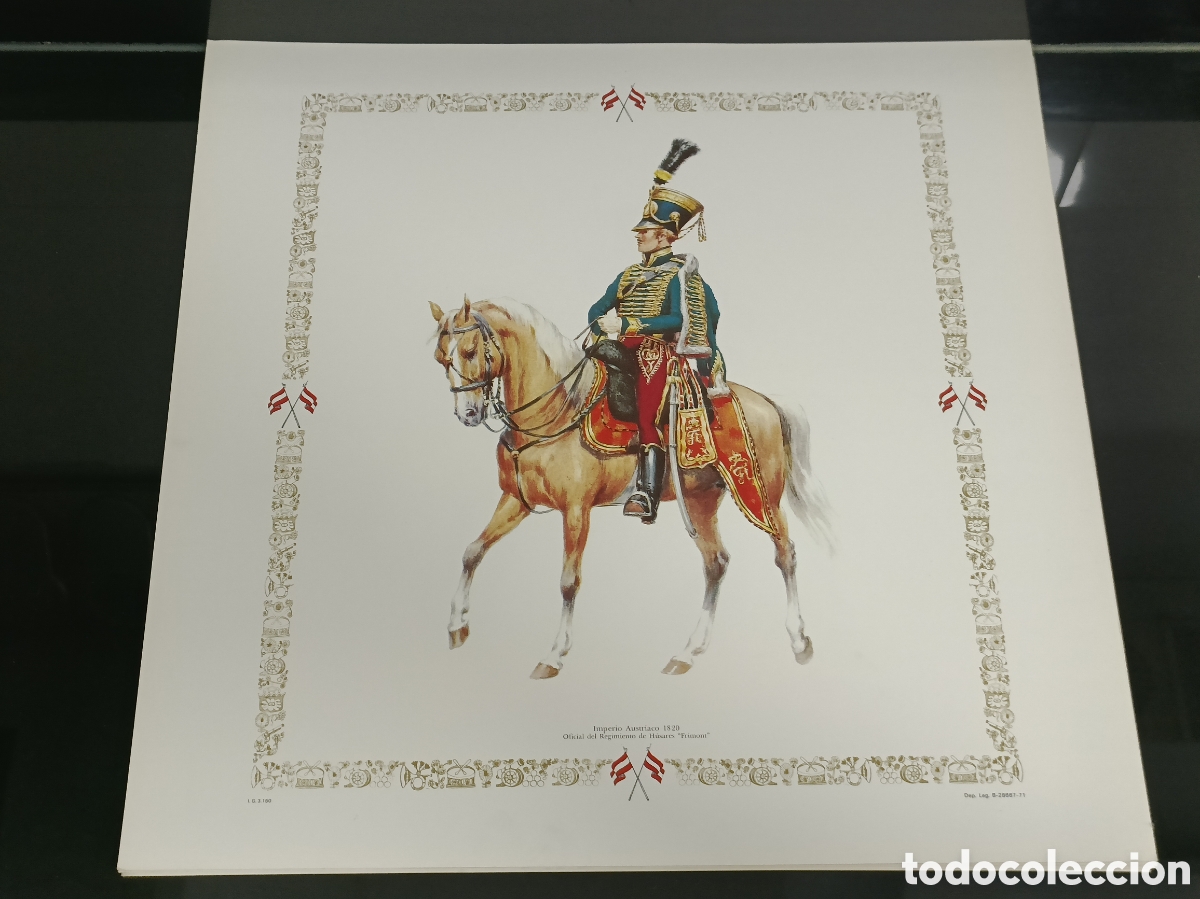 Otros art&iacute;culos de coleccionismo en papel: Vintage litograf&iacute;a l&aacute;mina oficial del regimiento de h&uacute;sares austriacos &rdquo;Frimont&rdquo; del a&ntilde;o 1820