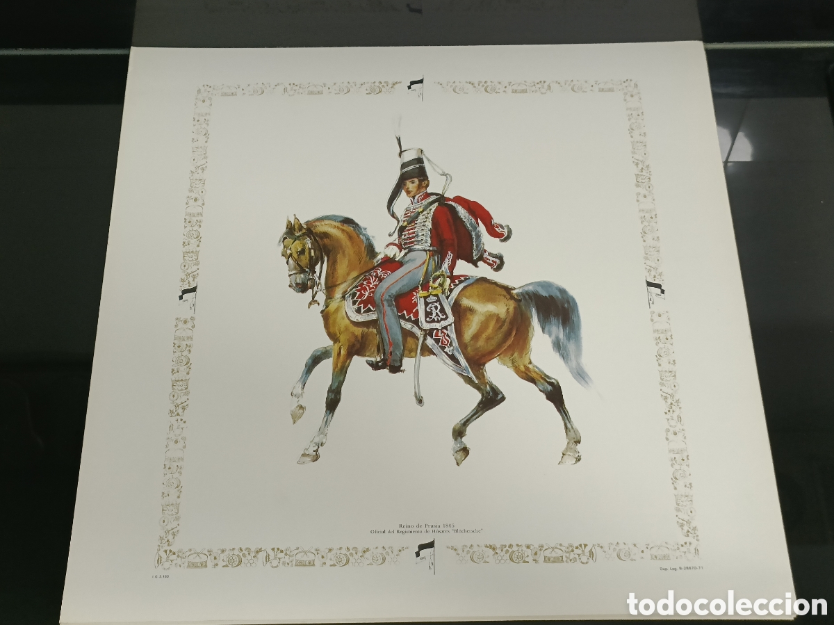 Otros art&iacute;culos de coleccionismo en papel: Vintage litograf&iacute;a l&aacute;mina oficial a caballo del Regimiento de H&uacute;sares &laquo;Bl&uuml;chersche&raquo;