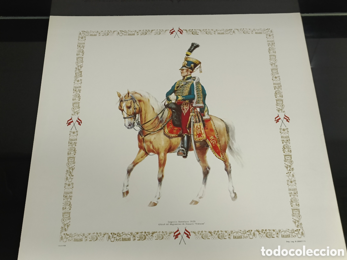 Otros art&iacute;culos de coleccionismo en papel: Vintage litograf&iacute;a l&aacute;mina oficial del regimiento de h&uacute;sares &laquo;Frimont&raquo; del Imperio Austr&iacute;aco hacia 18