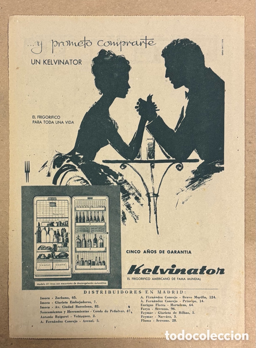 Otros art&iacute;culos de coleccionismo en papel: FRIGOR&Iacute;FICOS KELVINATOR. ANUNCIO PUBLICITARIO PERI&Oacute;DICO ABC A&Ntilde;OS 60.