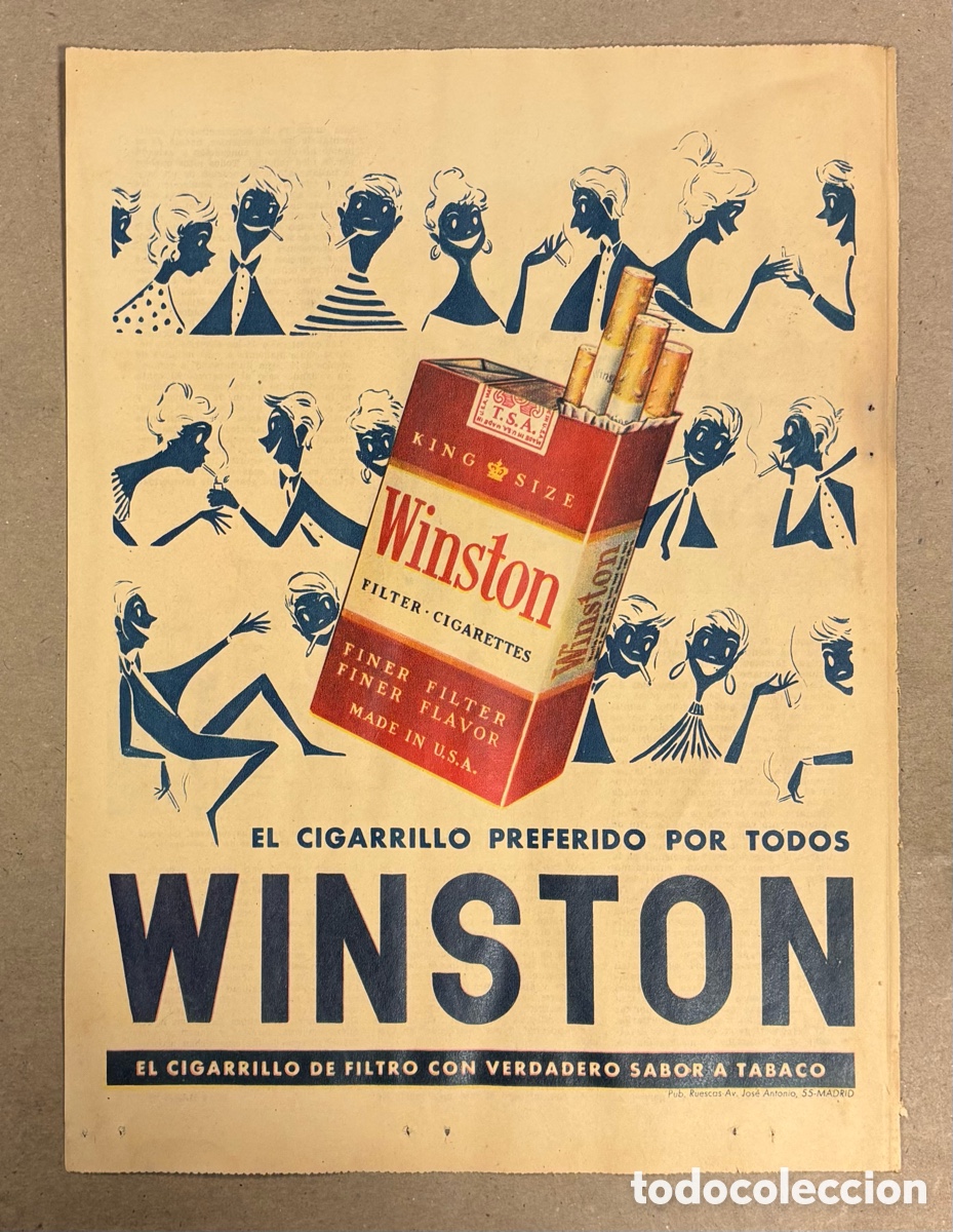 Otros art&iacute;culos de coleccionismo en papel: CIGARRILLOS WINSTON. ANUNCIO PUBLICITARIO PERI&Oacute;DICO ABC A&Ntilde;OS 60.