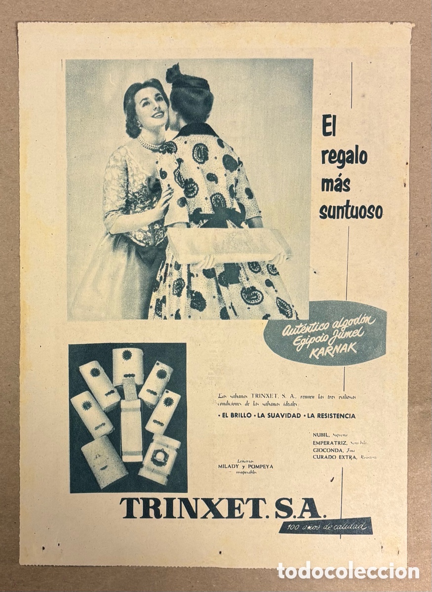 Otros art&iacute;culos de coleccionismo en papel: TRINXETS ANUNCIO PUBLICITARIO PERI&Oacute;DICO ABC A&Ntilde;OS 50.