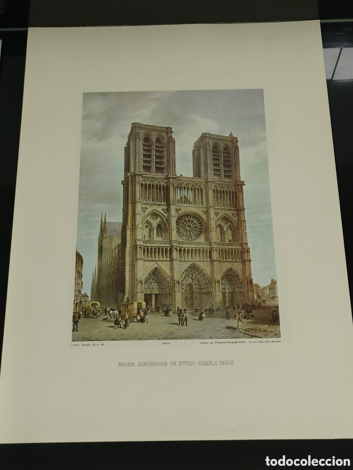 Otros art&iacute;culos de coleccionismo en papel: Vintage Litograf&iacute;a antigua del siglo XIX EGLISE METROPOLE DE NOTRE-DAME, A PARIS