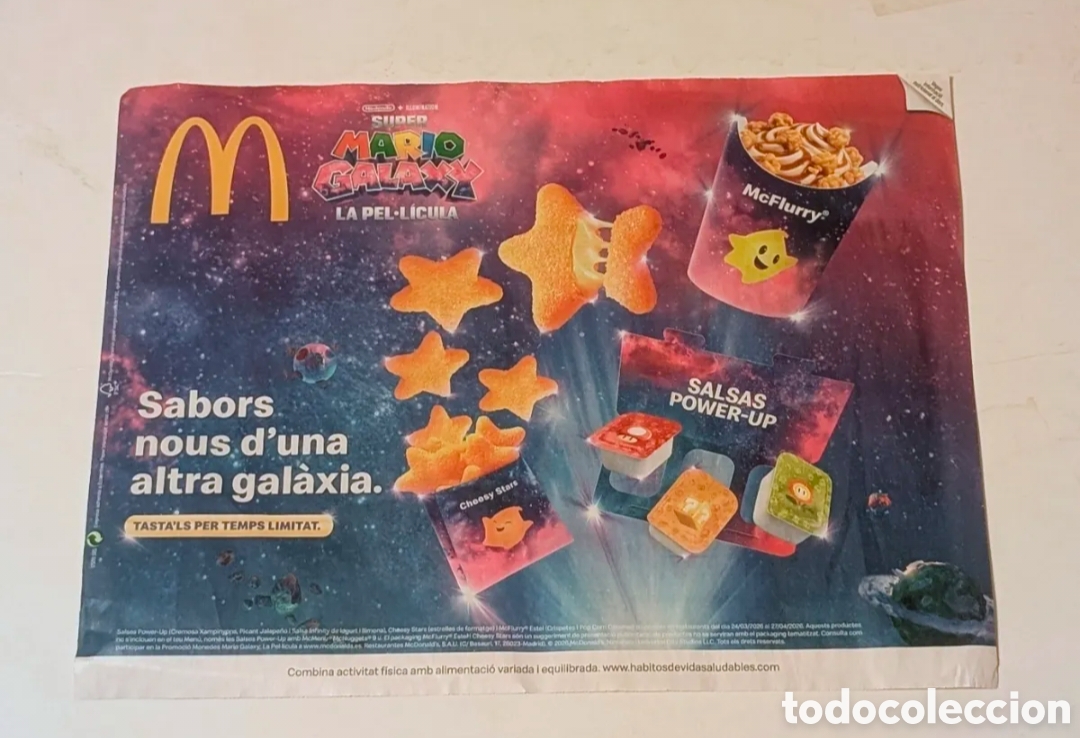 Otros art&iacute;culos de coleccionismo en papel: Mantel McDonald's Super Mario Galaxy la pel&iacute;cula. Nintendo