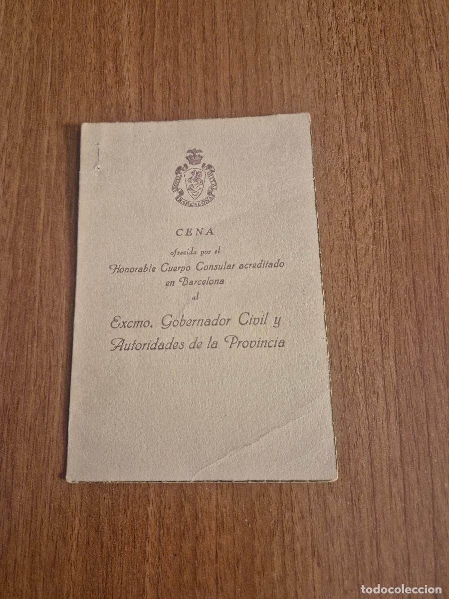 Otros art&iacute;culos de coleccionismo en papel: MINUTA HISTORICA CENA CUERPO CONSULAR AL GOVERNADOR CIVIL DE BARCELONA HOTEL RITZ A&Ntilde;O 1950.