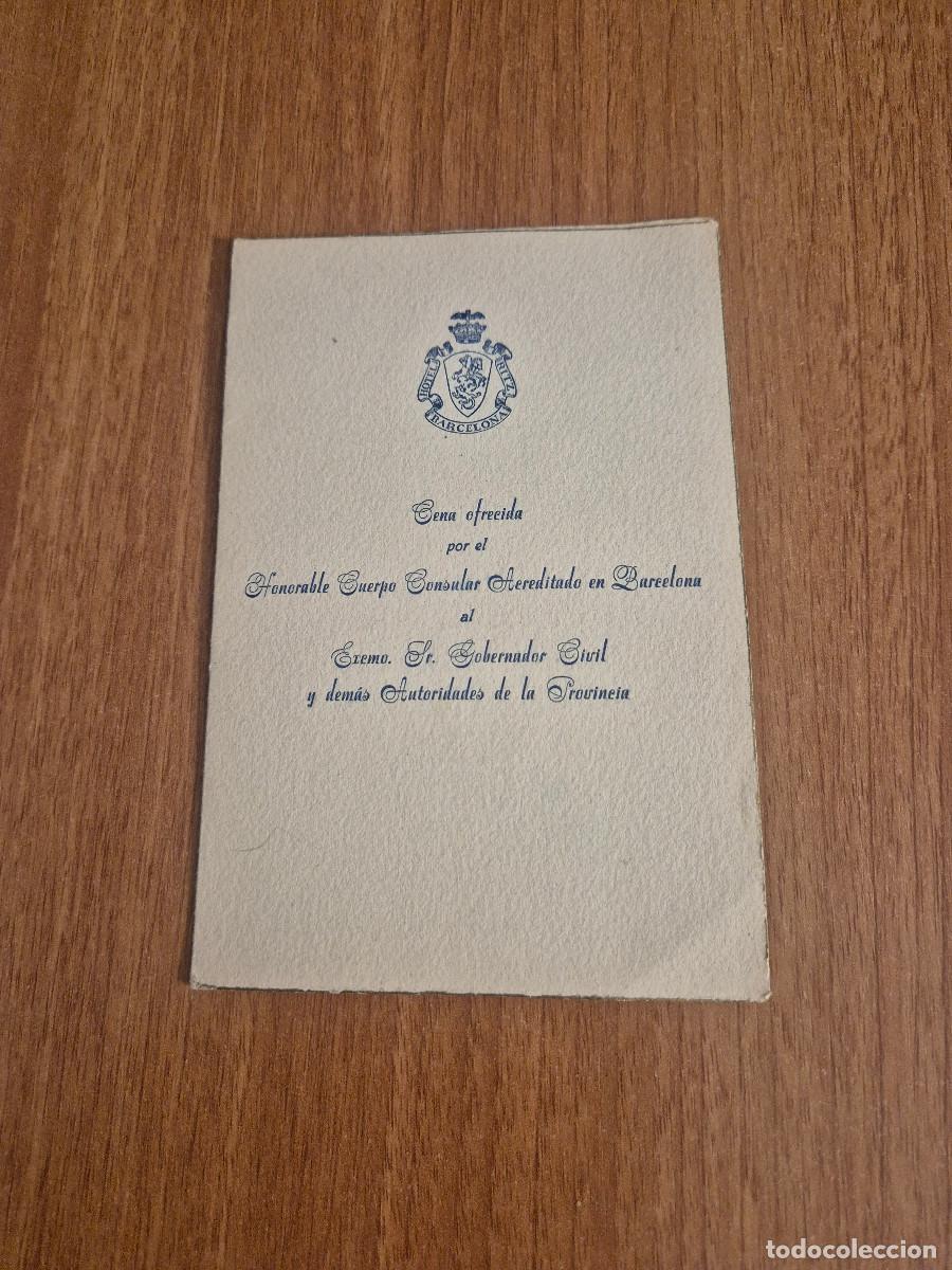 Otros art&iacute;culos de coleccionismo en papel: MINUTA HISTORICA CENA CUERPO CONSULAR AL GOVERNADOR CIVIL DE BARCELONA HOTEL RITZ A&Ntilde;O 1948.