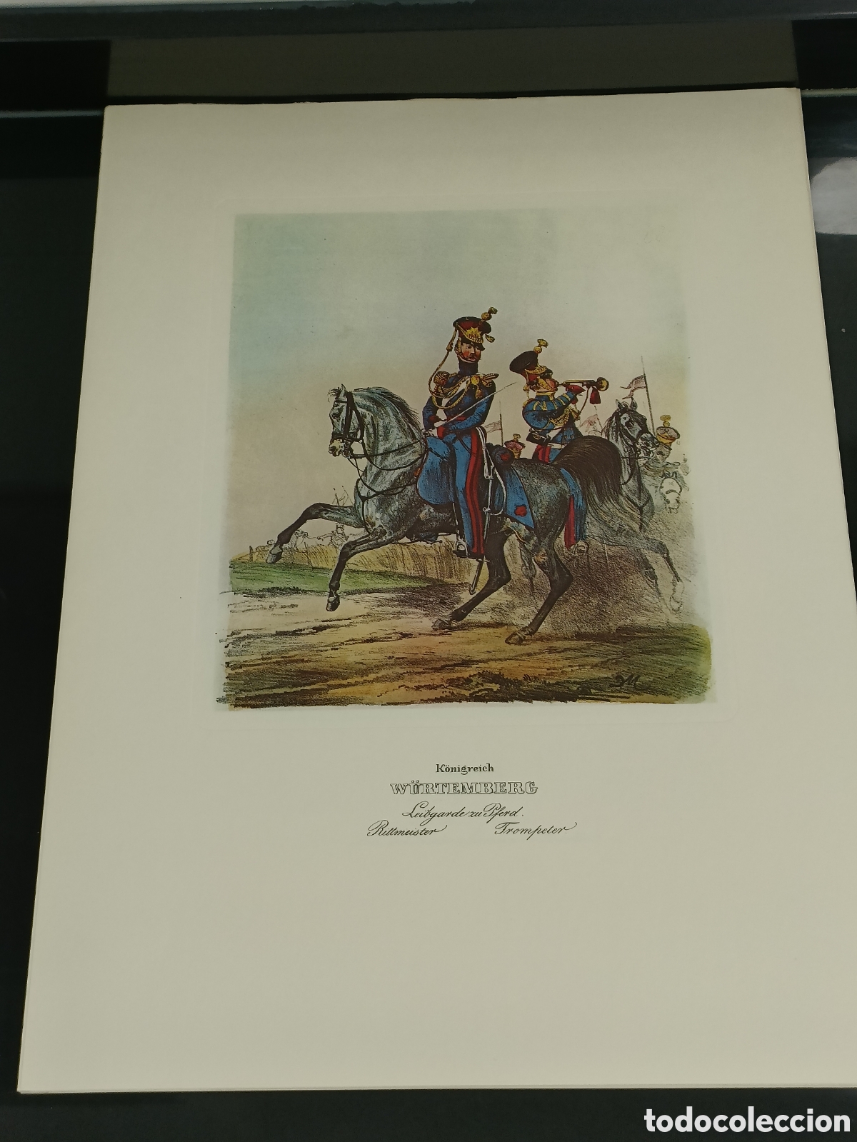 Otros art&iacute;culos de coleccionismo en papel: Vintage litograf&iacute;a caballer&iacute;a del Reino de Wurtemberg (K&ouml;nigreich W&uuml;rtemberg)