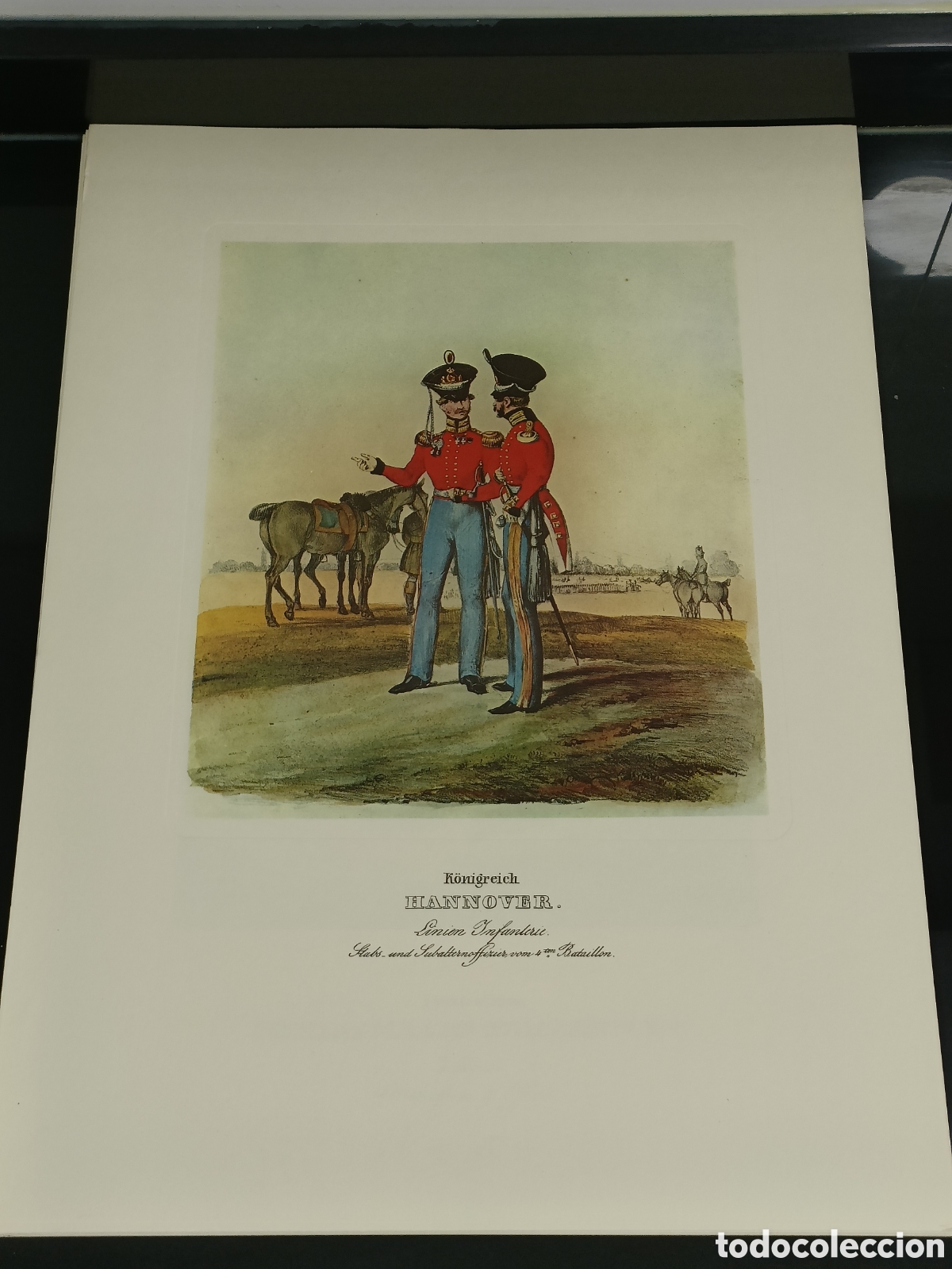 Otros art&iacute;culos de coleccionismo en papel: Vintage Litograf&iacute;a K&ouml;nigreich HANNOVER. Linien Infanterie. Stabs und Subalternoffizier