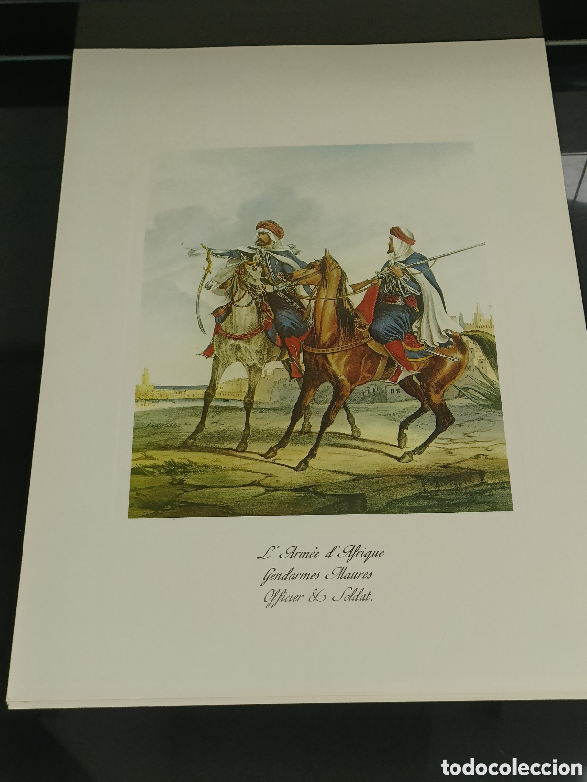 Otros art&iacute;culos de coleccionismo en papel: Vintage litograf&iacute;a L'Arm&eacute;e d'Afrique - Gendarmes Maures - Officier & Soldat