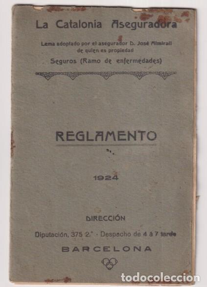 Otros art&iacute;culos de coleccionismo en papel: La Catalonia Aseguradora. Seguros. Reglamento 1924. P&oacute;liza. Libreta (15x10 C)
