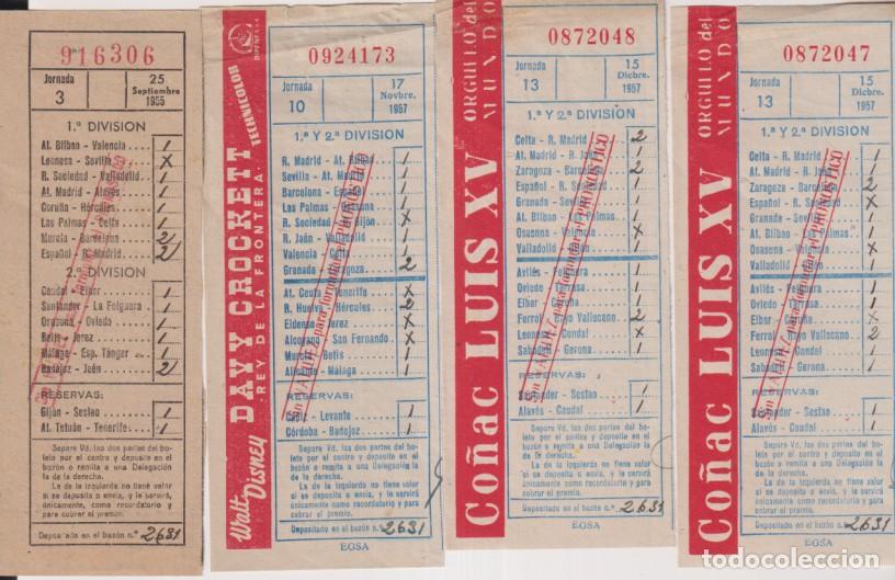 Otros art&iacute;culos de coleccionismo en papel: Lote de 4 Resguardos de quiniela: 3&ordf; Jornada 1955