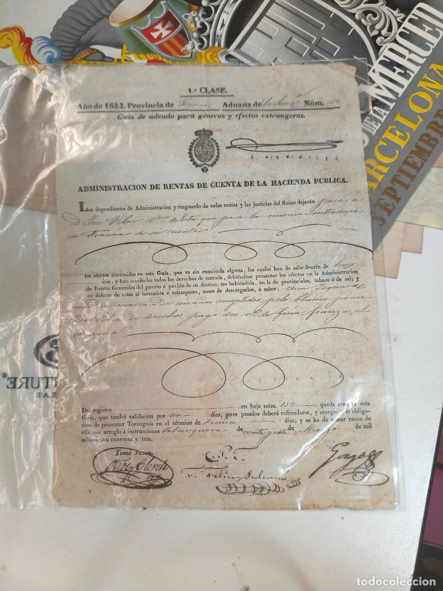 Otros art&iacute;culos de coleccionismo en papel: 1843 Recibo de la Administracion de Rentas de Cuenta de la Hacienda Publica. Aduana clase 1
