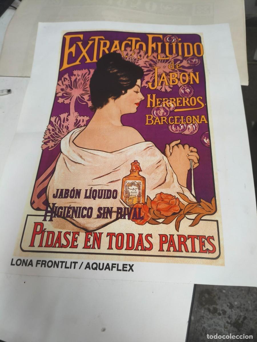 Otros art&iacute;culos de coleccionismo en papel: REPRODUCCION CARTEL EXTRACTO FLUIDO DE JABON, HERREROS-BARCELONA. 50 X 40 cm.