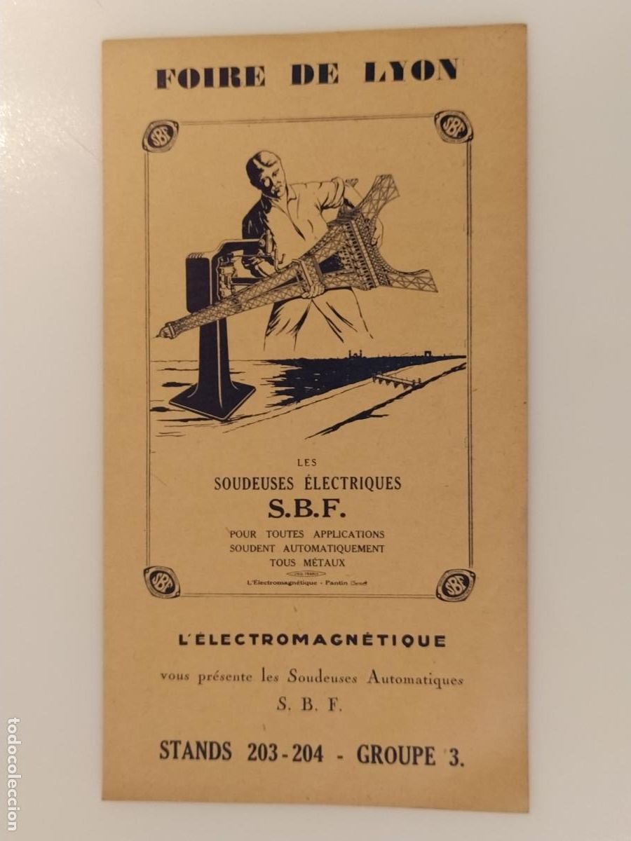 Otros art&iacute;culos de coleccionismo en papel: LES SOUDEUSES ELECTRIQUES S.B.F. TORRE EIFFEL - PUBLICIDAD ANTIGUA -VER FOTOS-(K-16.148)