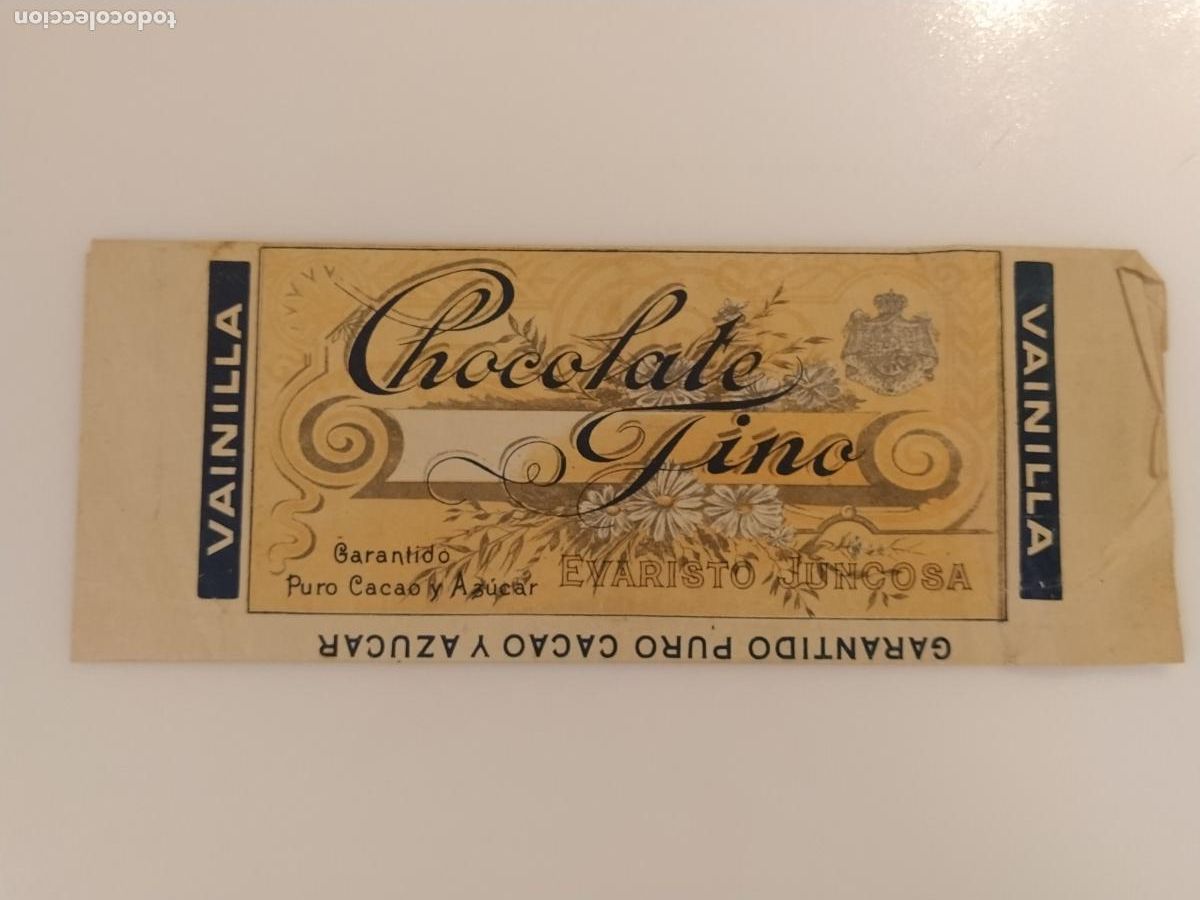 Otros art&iacute;culos de coleccionismo en papel: CHOCOLATE FINO EVARISTO JUNCOSA VAINILLA - ENVOLTORIO ANTIGUO -VER FOTOS-(K-16.148)