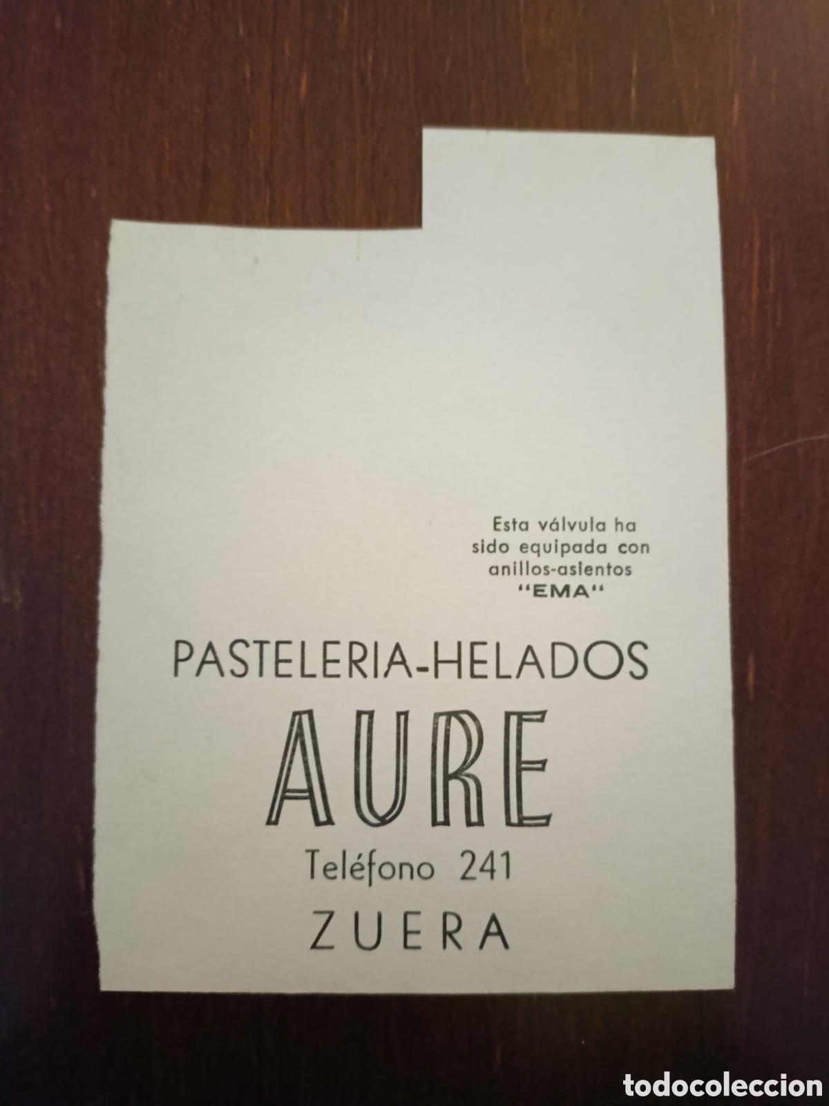 Otros art&iacute;culos de coleccionismo en papel: PASTELER&Iacute;A HELADOS AURE ZUERA [ ETIQUETA A&Ntilde;OS 50-60 )