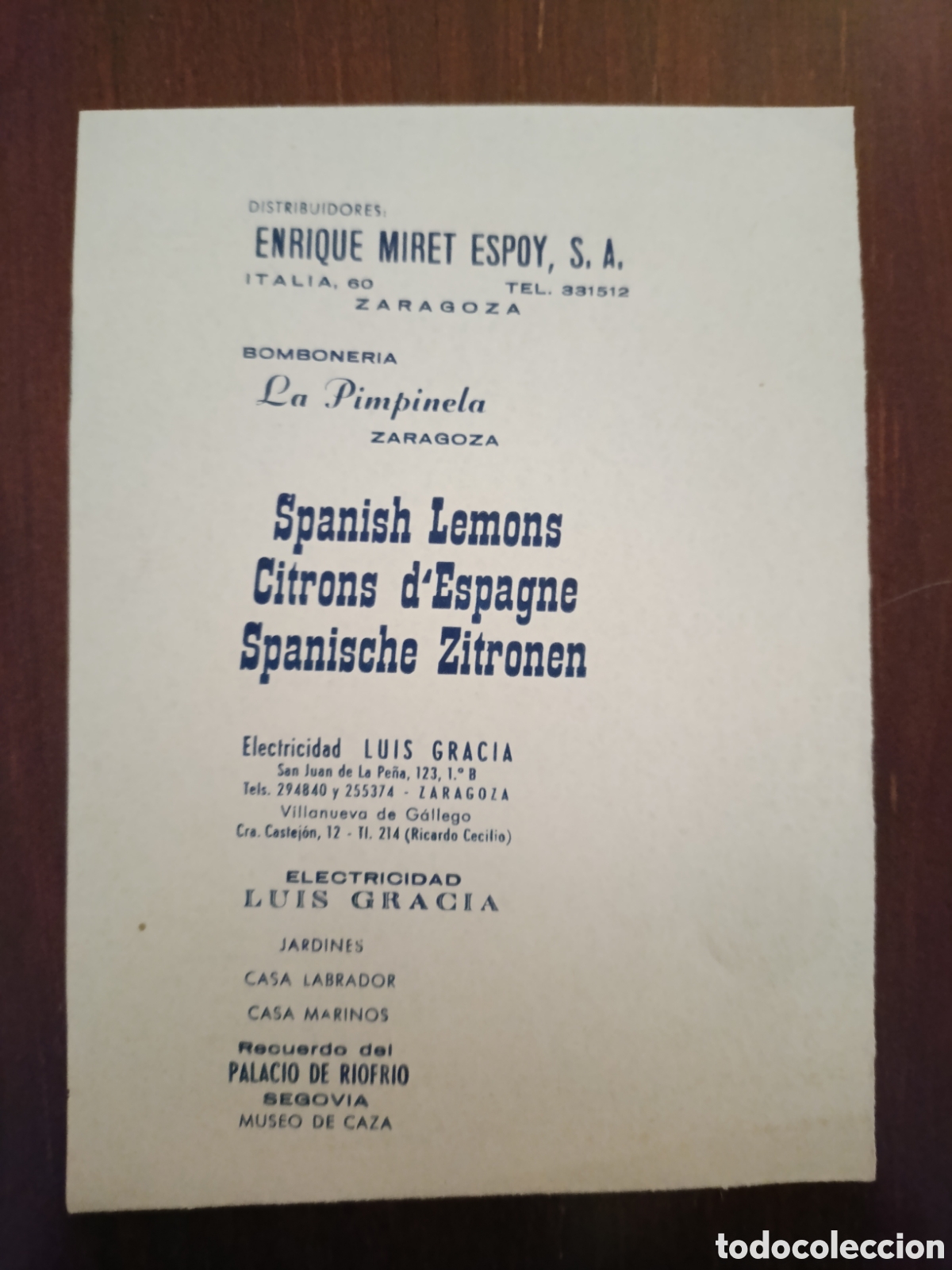 Otros art&iacute;culos de coleccionismo en papel: VARIAS ETIQUETAS PROMOCIONALES ENRIQUE ADMIR&Eacute; Y SPOI ZARAGOZA LA PIMPINELA ZA[ ETIQUETA A&Ntilde;OS 50-60 )