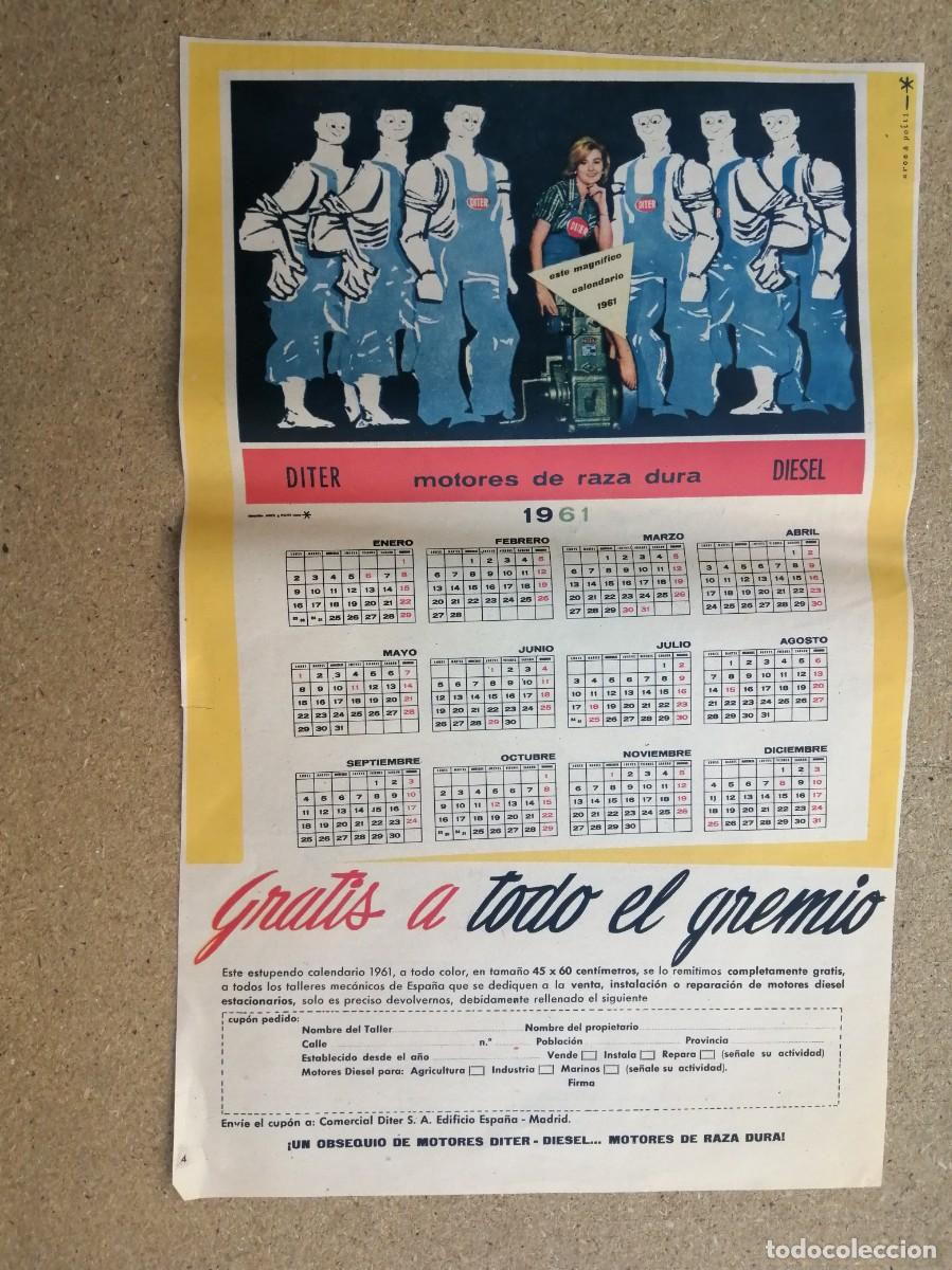 Otros art&iacute;culos de coleccionismo en papel: ANUNCIO. CALENDARIO 1961, MOTORES DE RAZA DURA DIESEL
