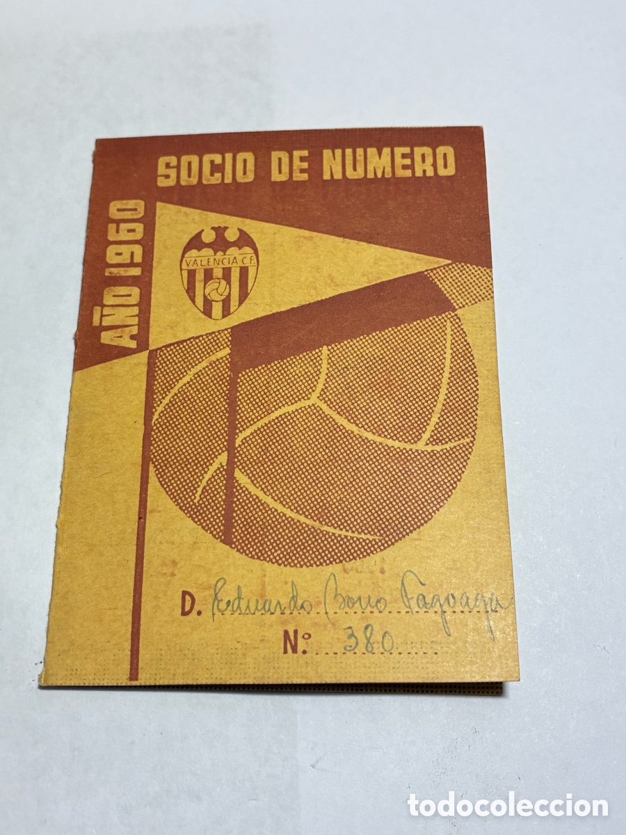 Otros art&iacute;culos de coleccionismo en papel: CARNET DE SOCIO, CON CUPONES DE CUOTA SOCIAL, VALENCIA CLUB DE FUTBOL, 1960 SOCIO 380