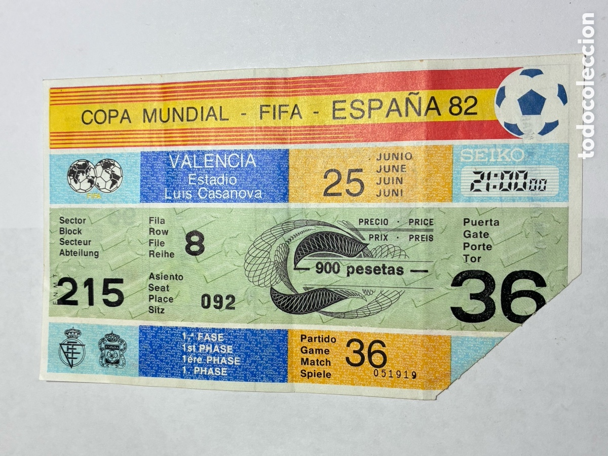 Otros art&iacute;culos de coleccionismo en papel: entrada mundial de futbol 1982 espa&ntilde;a irlanda del norte 25 junio estadio luis casanova valencia MBC