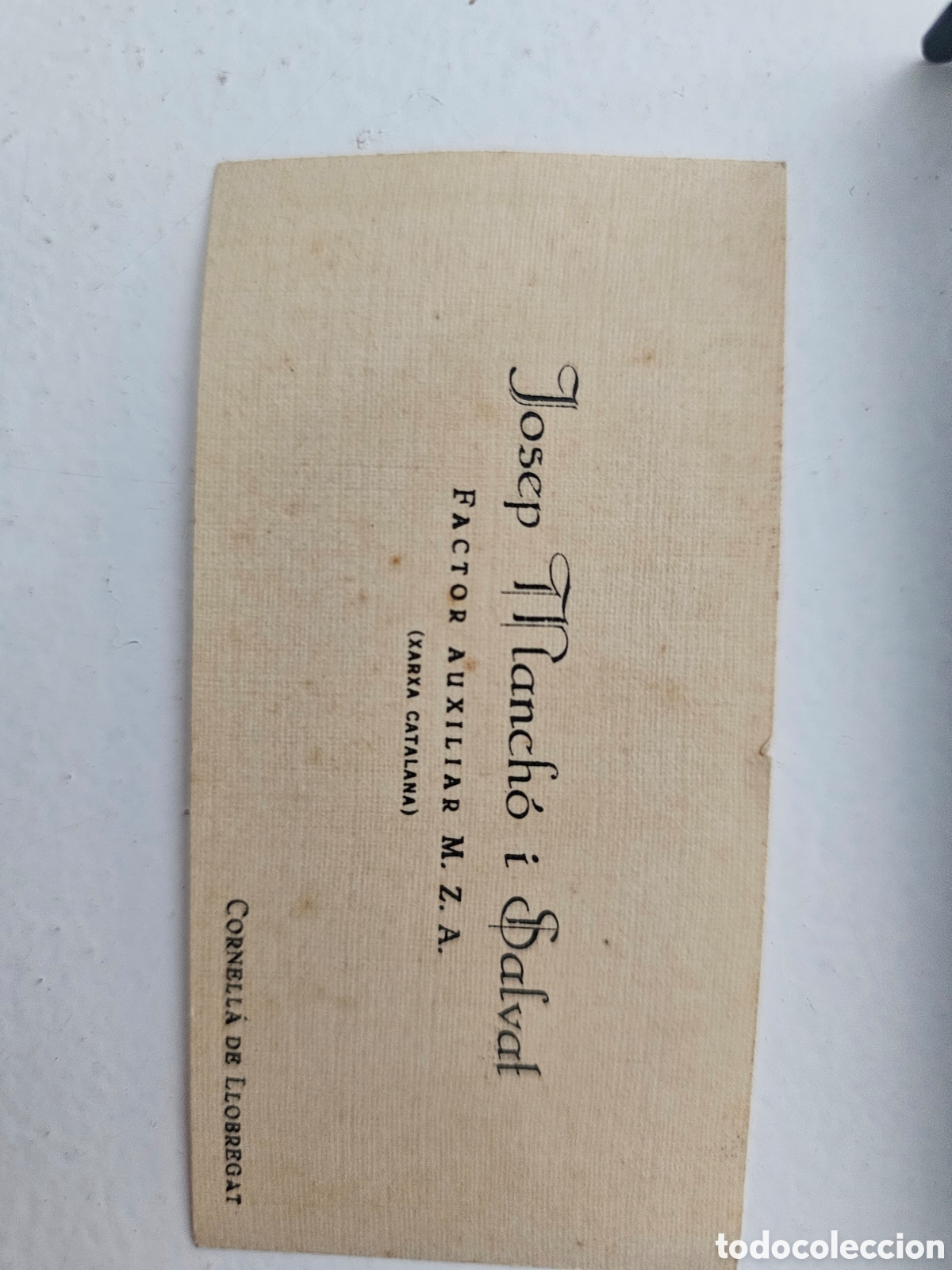 Otros art&iacute;culos de coleccionismo en papel: Tarjeta Comercial Ferrocarriles M.Z.A. - Josep Manch&oacute; i Salvat - Cornell&aacute; del Llobregat 1940s 1960s