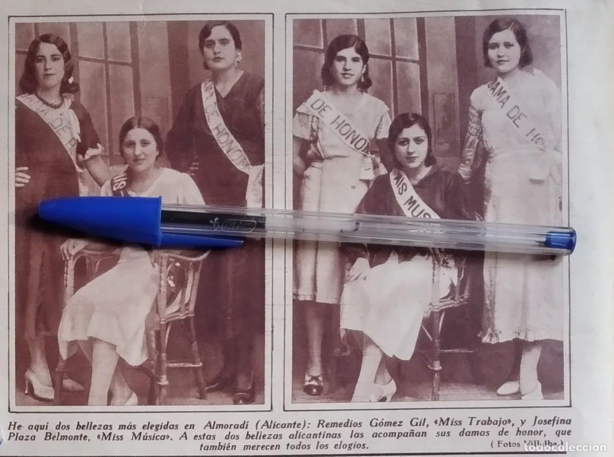 Otros art&iacute;culos de coleccionismo en papel: ALMORAD&Iacute; ALICANTE MISS TRABAJO REMEDIOS G&Oacute;MEZ GIL MISS MUSICA JOSEFINA PLAZA BELMONTE A&Ntilde;O 1933