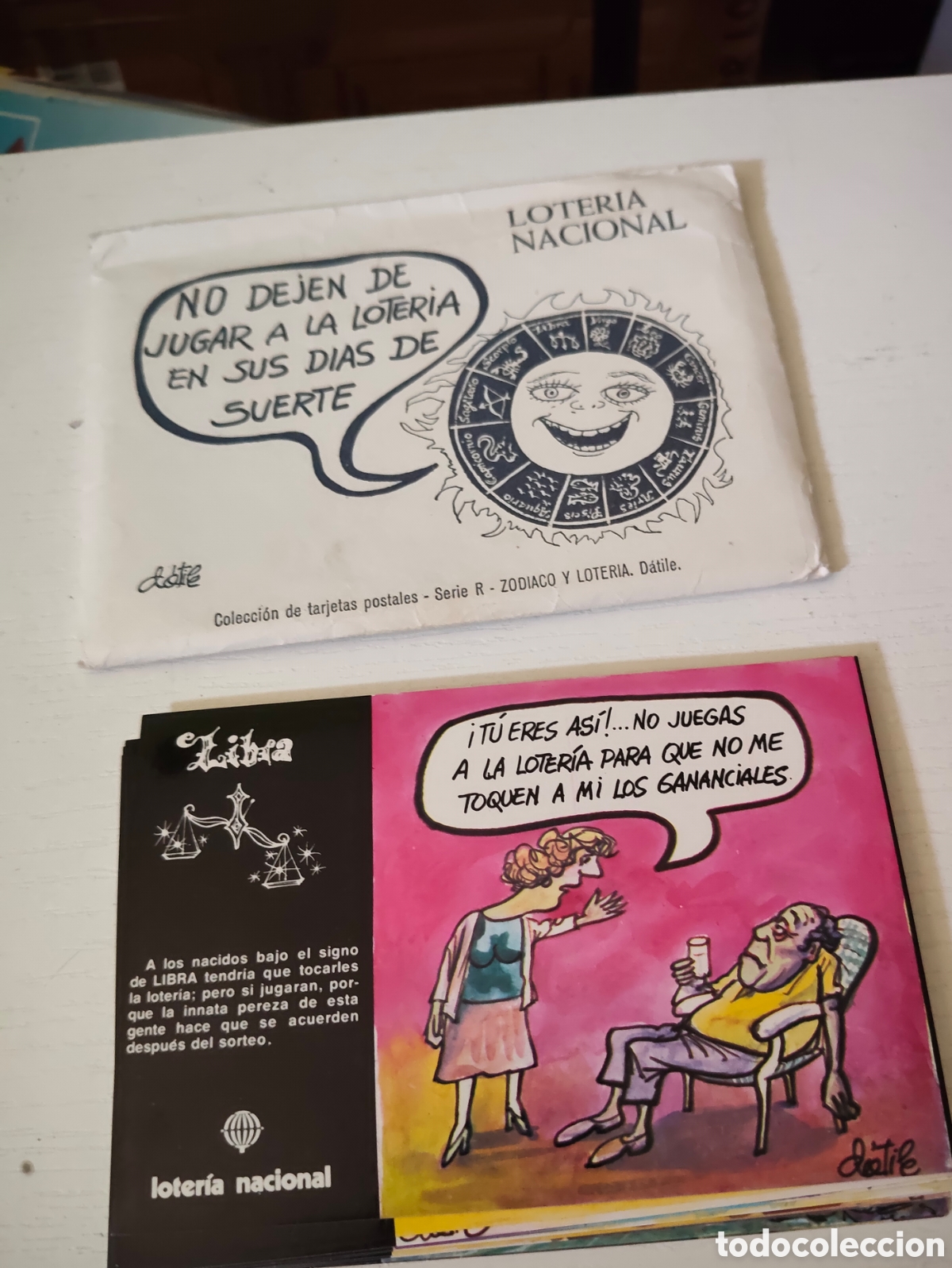 Otros art&iacute;culos de coleccionismo en papel: Colecci&oacute;n 12 postales serie R Zodiaco y loteria. Datil&eacute;