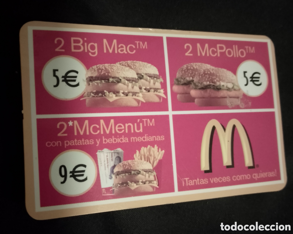 Otros art&iacute;culos de coleccionismo en papel: TARJETA DE MACDONALDS ANTIGUA