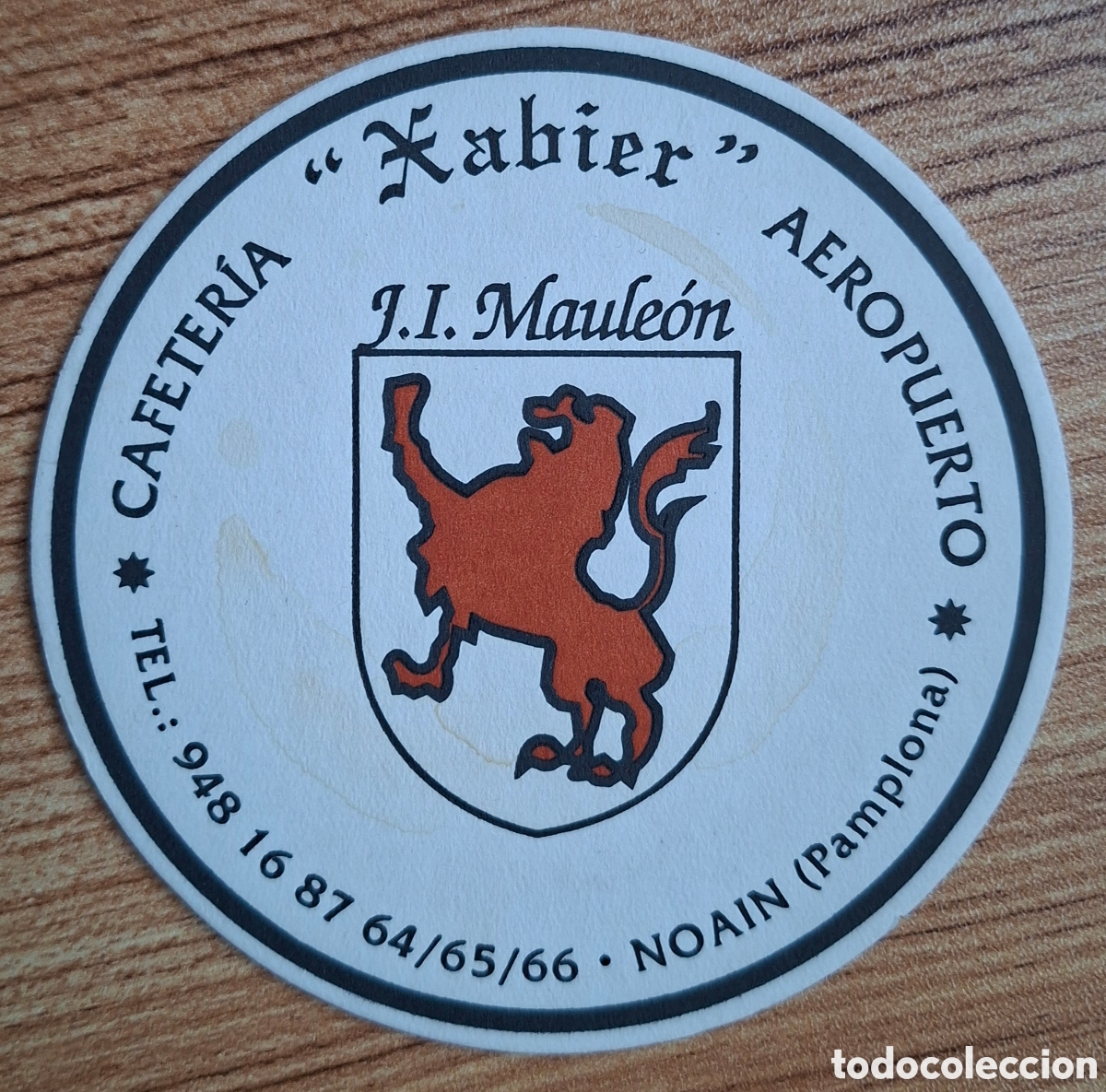 Otros art&iacute;culos de coleccionismo en papel: Posavasos Cafeter&iacute;a Xabier - Aeropuerto Noain - Pamplona / Iru&ntilde;a (Navarra)