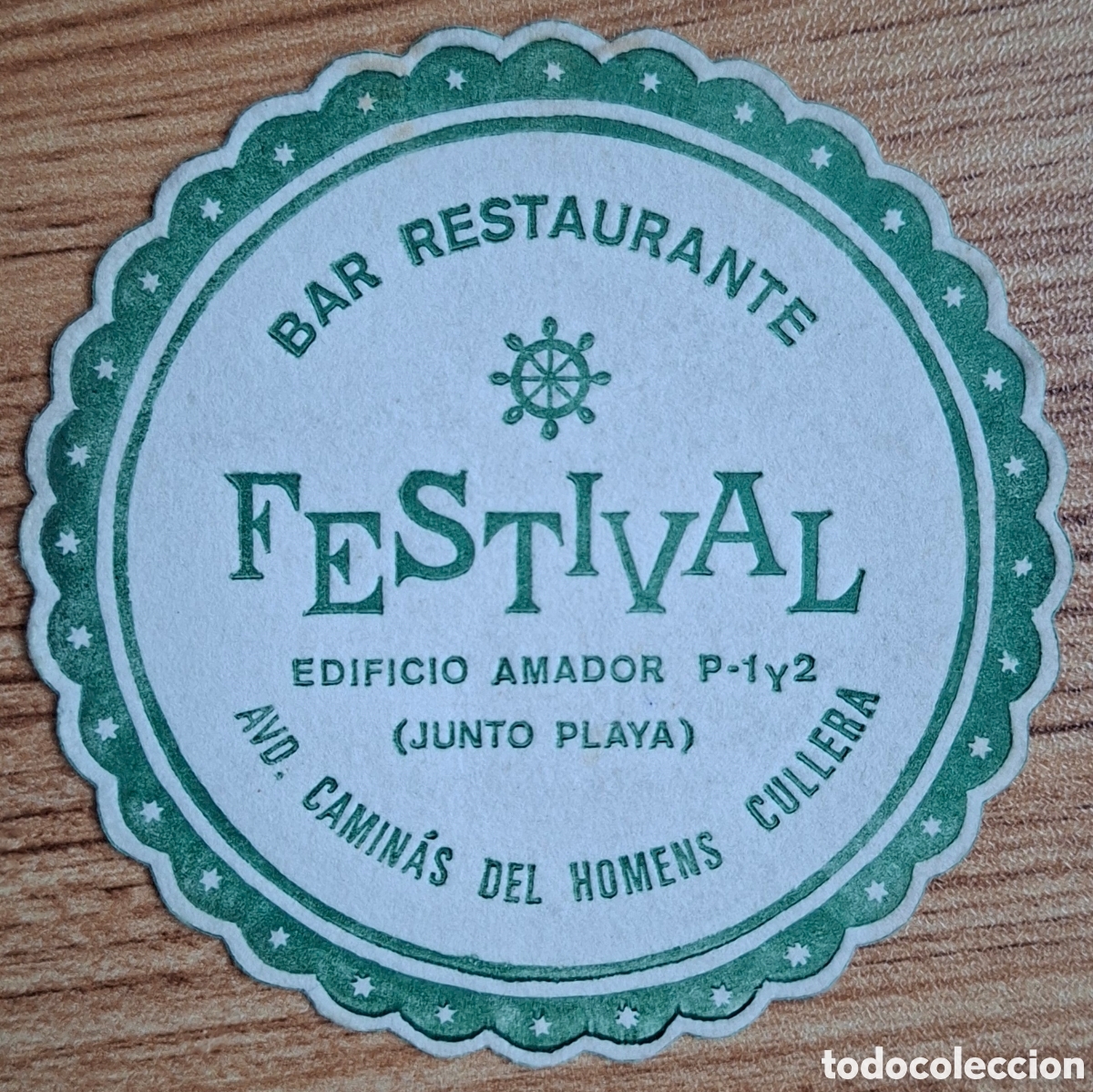 Otros art&iacute;culos de coleccionismo en papel: Posavasos Bar Restaurante Festival - Cullera (Valencia)
