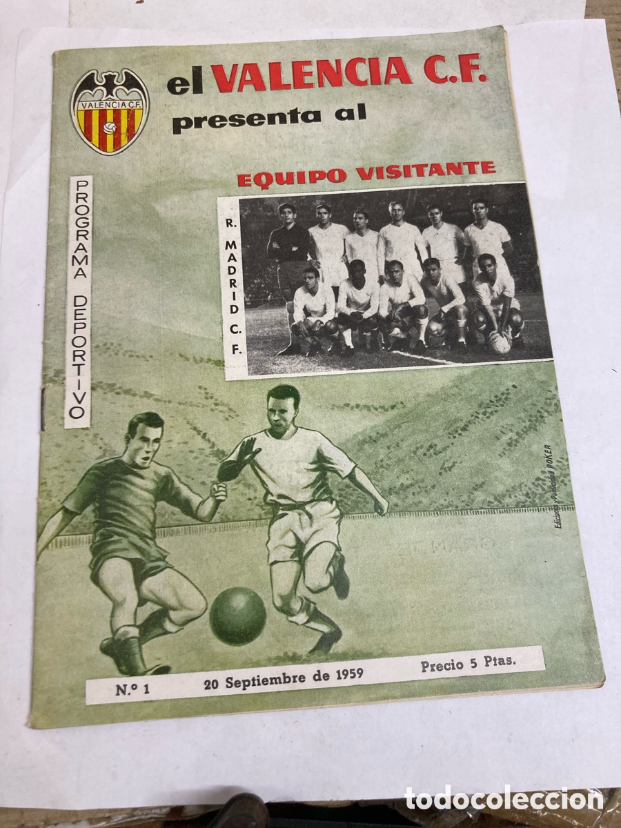 Otros art&iacute;culos de coleccionismo en papel: programa deportivo oficial del Valencia C.F. del 20 de septiembre de 1959