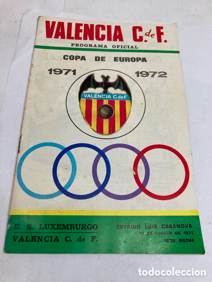 Otros art&iacute;culos de coleccionismo en papel: programa oficial de partido del Valencia C. de F. de la temporada 1971-1972