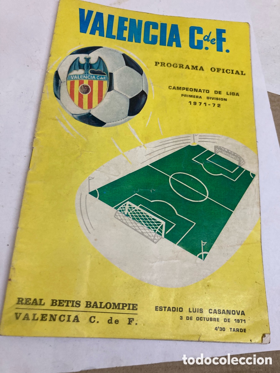 Otros art&iacute;culos de coleccionismo en papel: programa oficial de partido del Valencia C. F. de la temporada 1971-72