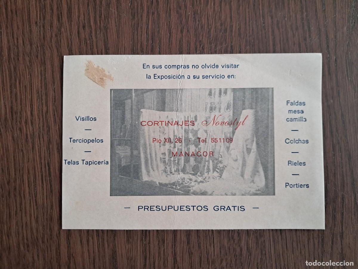 Otros art&iacute;culos de coleccionismo en papel: tarjeta de publicidad, cortinajes Novostyl, Manacor.