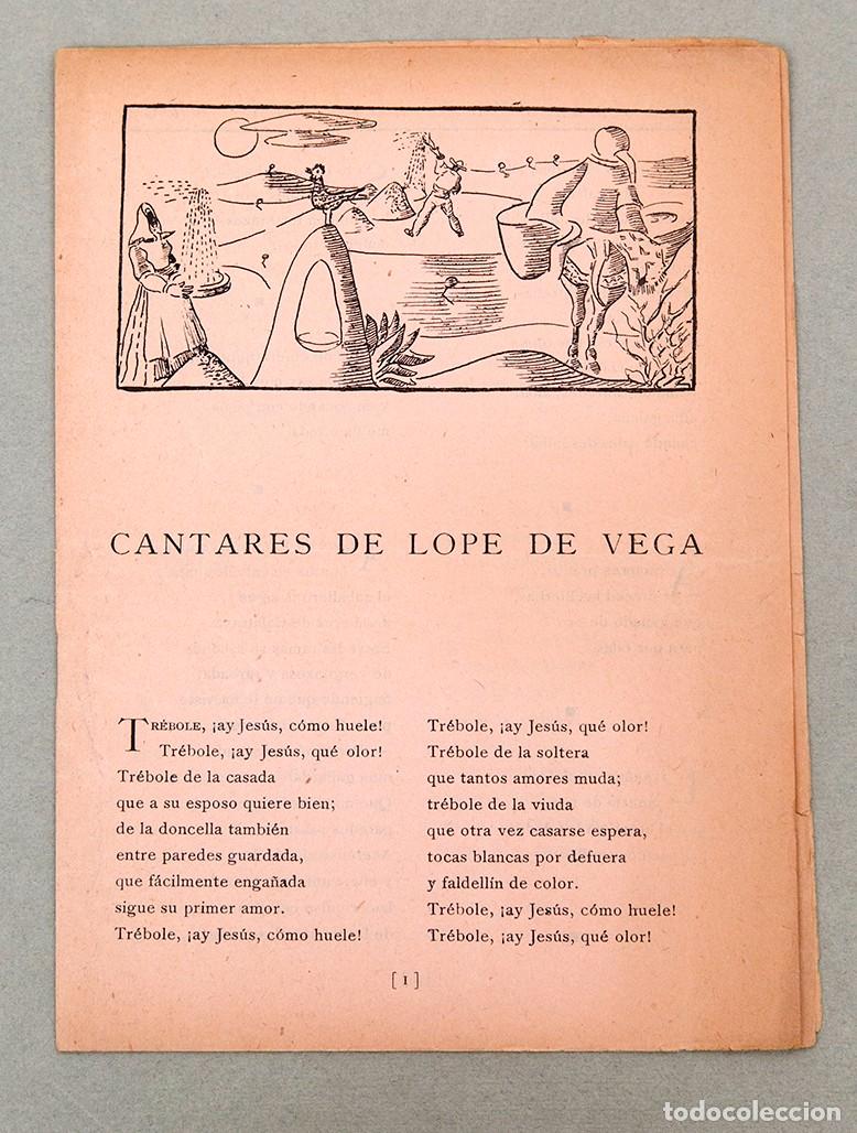 Otros art&iacute;culos de coleccionismo en papel: La Barraca - Cantares de Lope de Vega - Homenaje del teatro universitario - 1934 - Garc&iacute;a Lorca