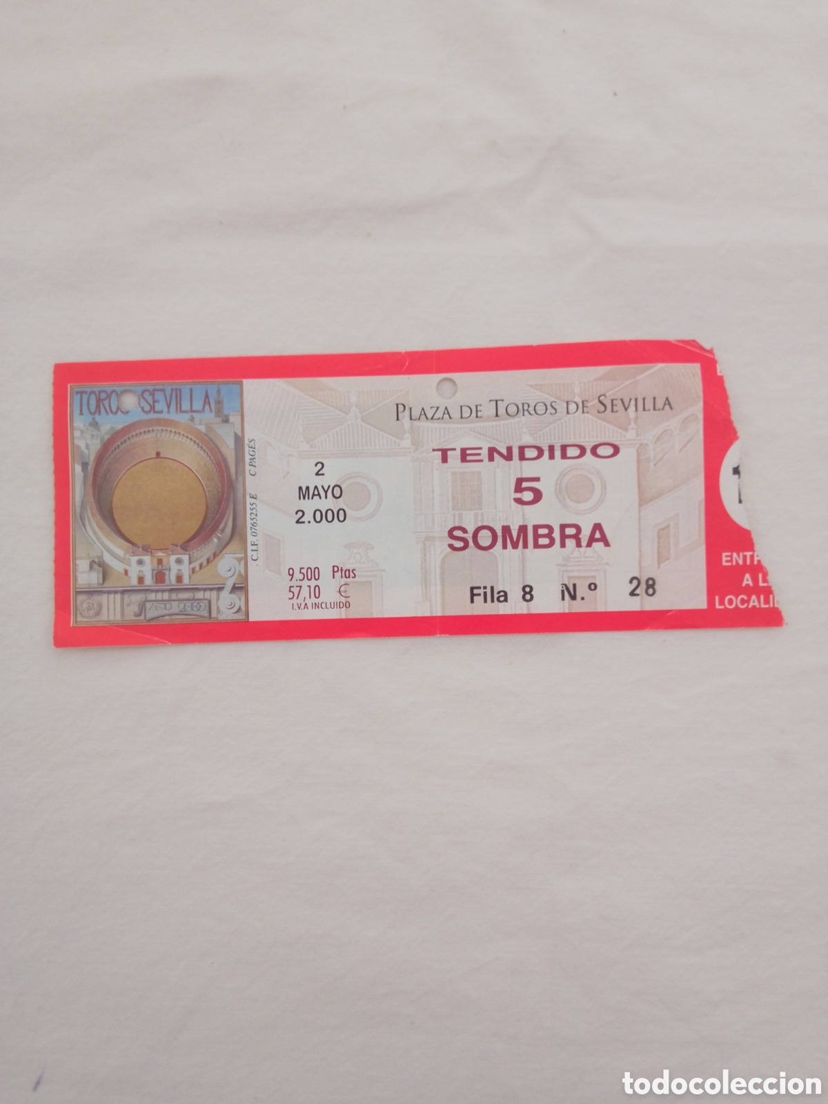 Otros art&iacute;culos de coleccionismo en papel: Entrada de toros hist&oacute;rica
