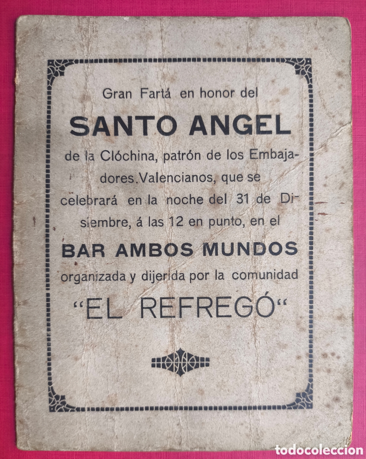 Otros art&iacute;culos de coleccionismo en papel: VALENCIA PROGRAMA SATIRICO BAR AMBOS MUNDOS PE&Ntilde;A EL REFREG&Oacute; MEN&Uacute; ER&Oacute;TICO FALLERO C. 1930