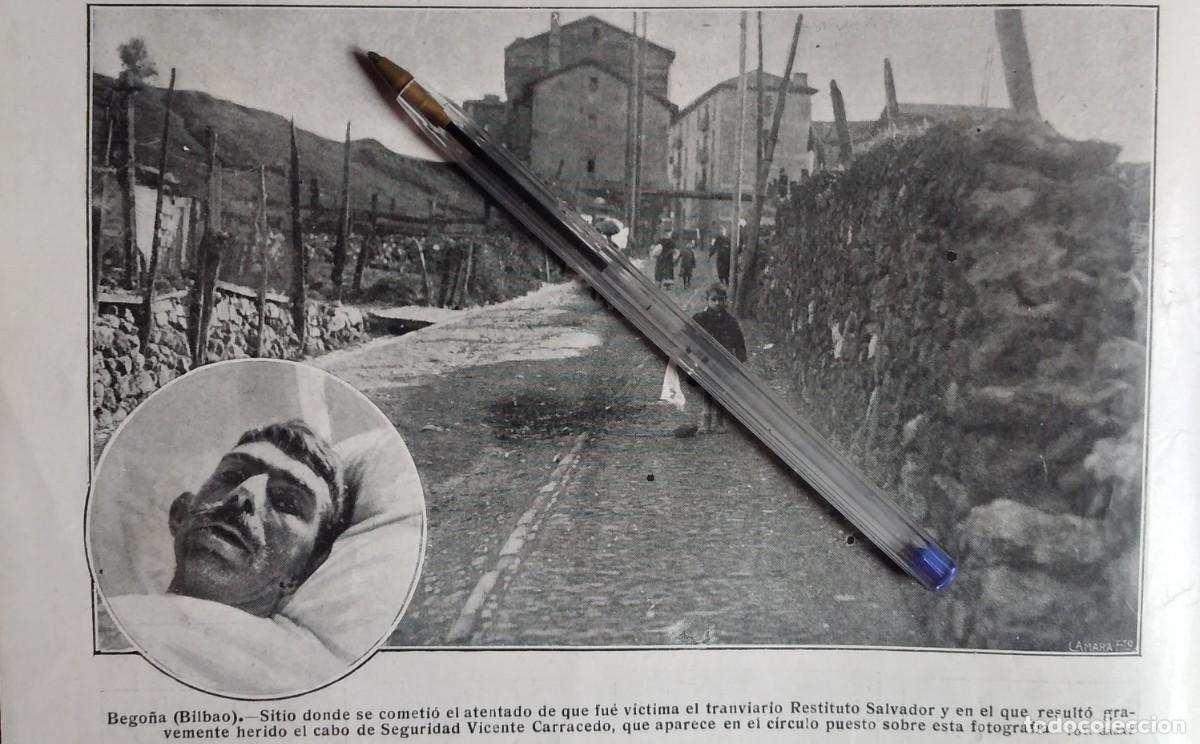 Otros art&iacute;culos de coleccionismo en papel: BEGO&Ntilde;A BILBAO ATENTADO VICTIMA TRANVIARIO RESTITUTO SALVADOR RECORTE DE REVISTA 1923