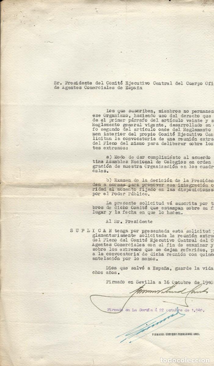 Otros art&iacute;culos de coleccionismo en papel: LA CORU&Ntilde;A ENRIQUE FERNANDEZ ROEL 1940 AGENTES COMERCIALES CARTA M32