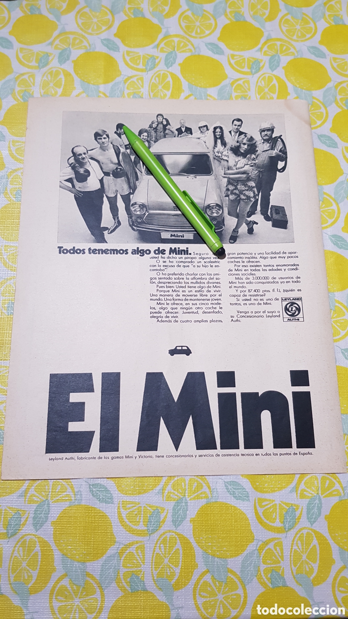 Otros art&iacute;culos de coleccionismo en papel: Hoja para enmarcar Mini Cooper
