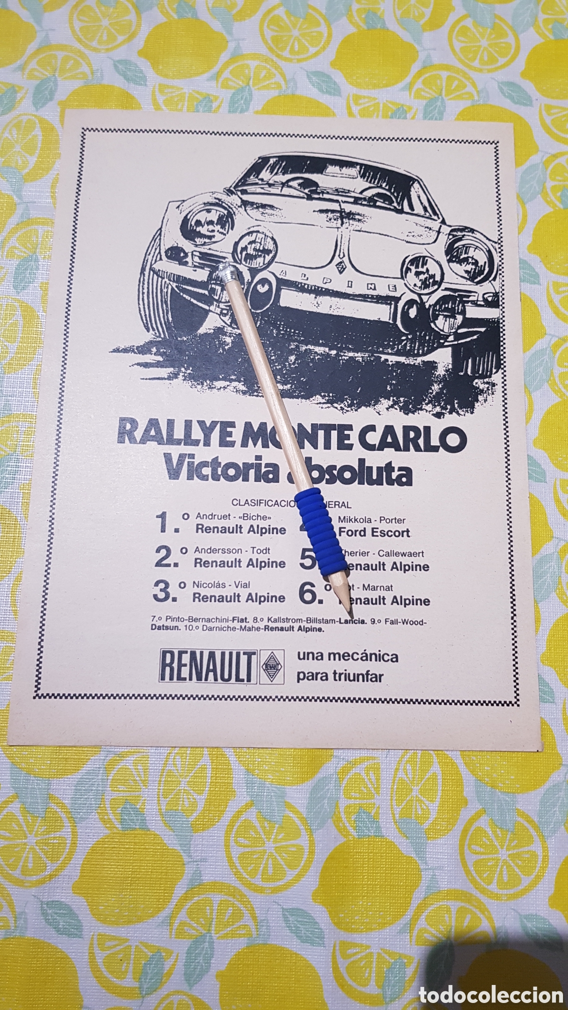 Otros art&iacute;culos de coleccionismo en papel: Hoja para enmarcar Renault Alpine A110