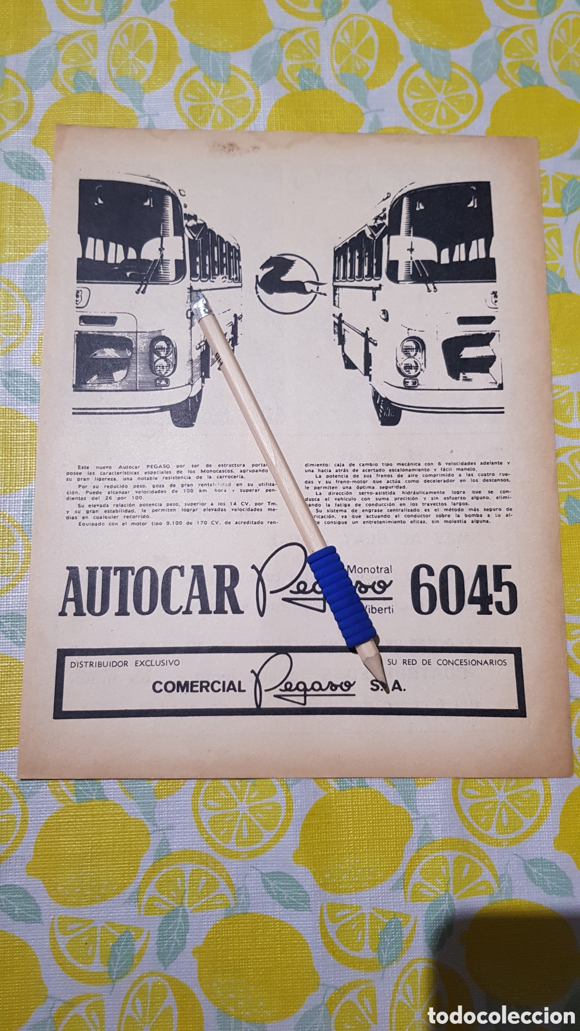Otros art&iacute;culos de coleccionismo en papel: Hoja para enmarcar Autocar Pegaso