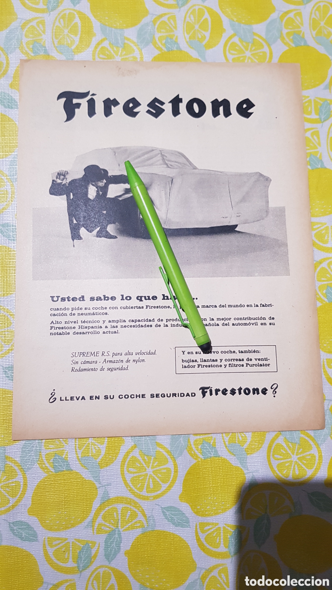 Otros art&iacute;culos de coleccionismo en papel: Hoja para enmarcar Firestone