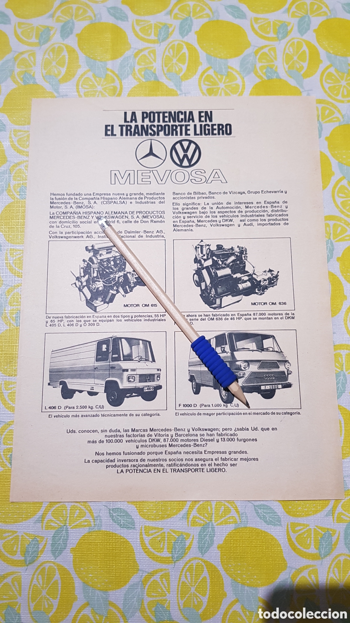 Otros art&iacute;culos de coleccionismo en papel: Hoja para enmarcar Mercedes benz F1000D