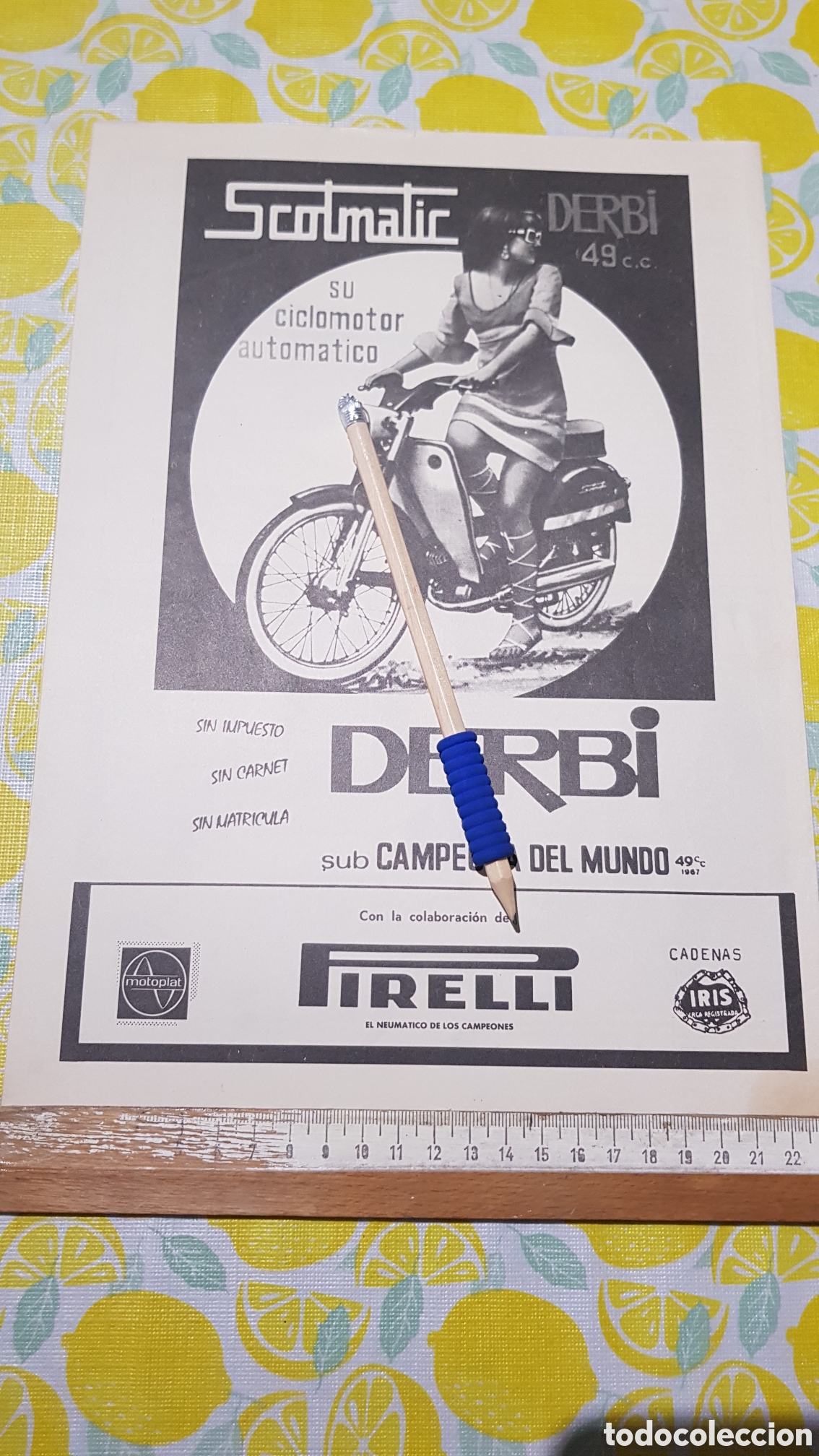 Otros art&iacute;culos de coleccionismo en papel: Hoja para enmarcar Ciclomotor Derbi