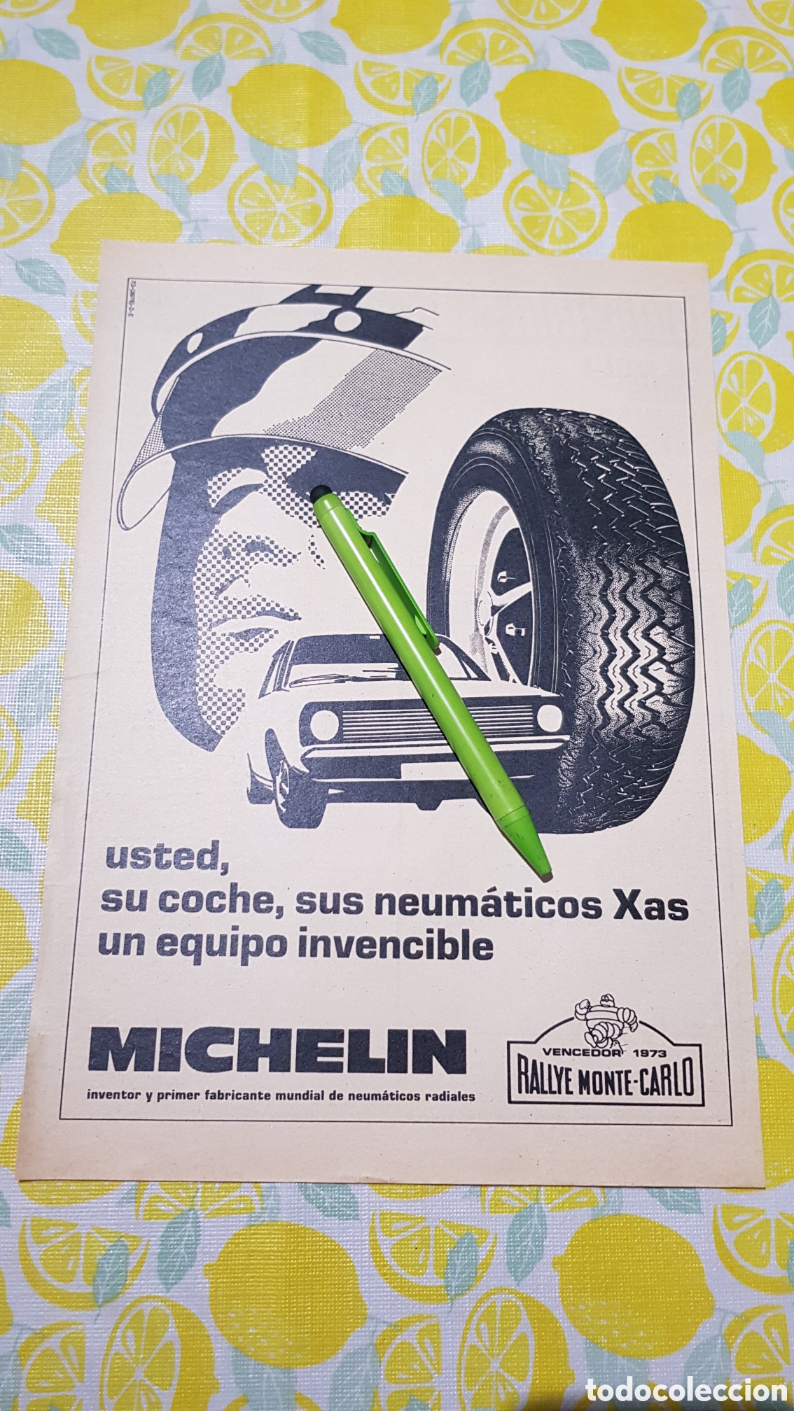 Otros art&iacute;culos de coleccionismo en papel: Hoja para enmarcar neum&aacute;ticos Michelin